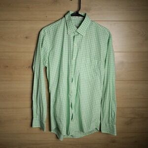Peter Millar Crown Finish Mens Medium Button Down Long Sleeve Check Shirt Green